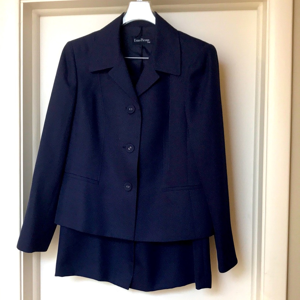 Navy blue skirt and suit jacket set